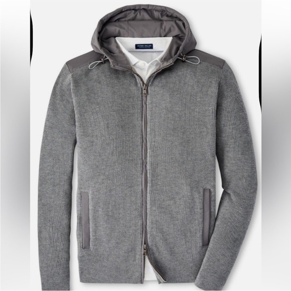 Peter Millar Gray Zip-Up Jacket 30% merino wool 70% pima cotton